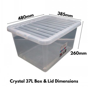 Wham Crystal Plastic Storage Box & Lid Size 12 (37 Litre)
